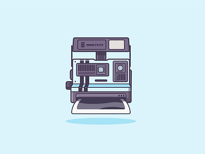 Polaroid Camera adobe blue camera icon illustration old school polaroid retro stroke tech vector