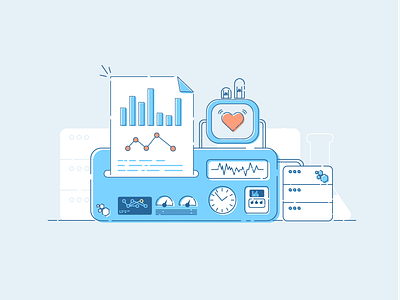 Improved Developer Reporting design developer graph illustration learning machine product reporting retro server ui web