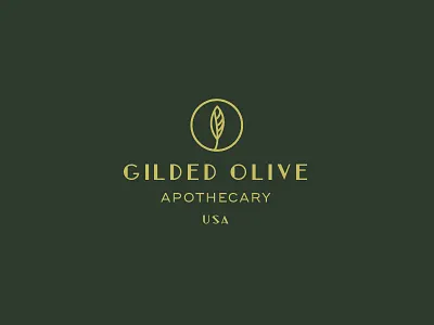 Gilded Olive Apothecary Logo 1920s apothecary art deco bath bath and body erika firm olive olive leaf plant retro soap vintage