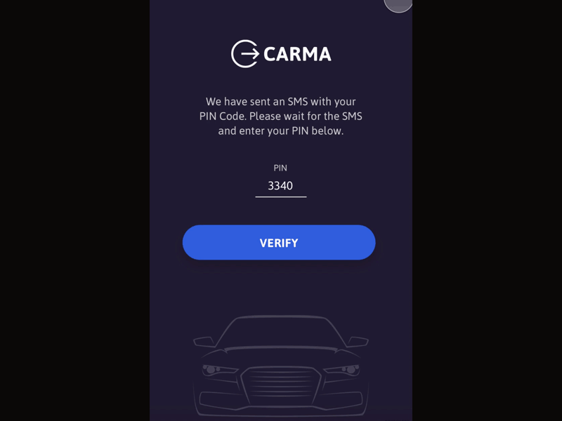 Carma Login animation car close door key lock login open sound