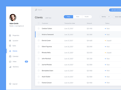 Rentio - Clients View Screen app clean dashboard data art desktop app material minimal statistics style ui ux web