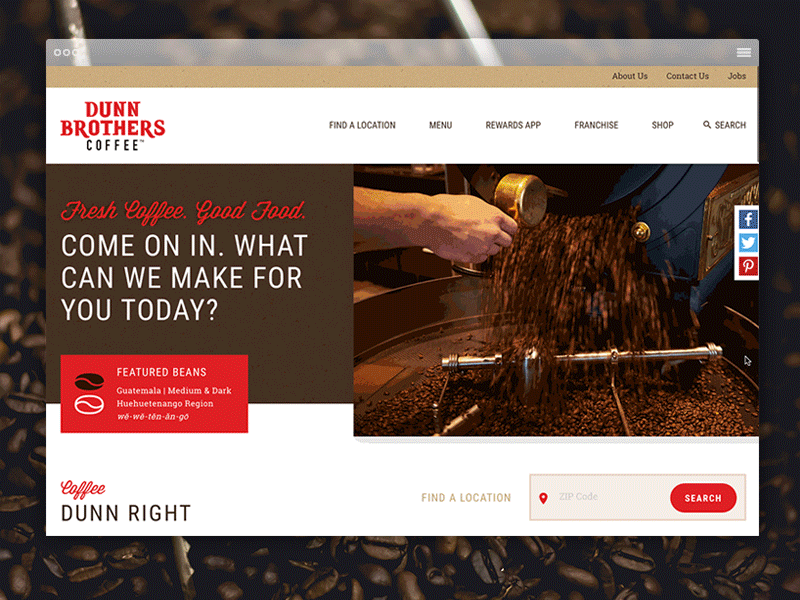 Dunn Brothers Coffee Redesign coffee dunn brothers minneapolis ui design ux web design