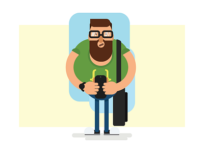 Interrupted, unamused dev 2d character flat illustration