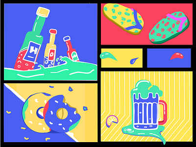 Bottles, shoes, colors illustration