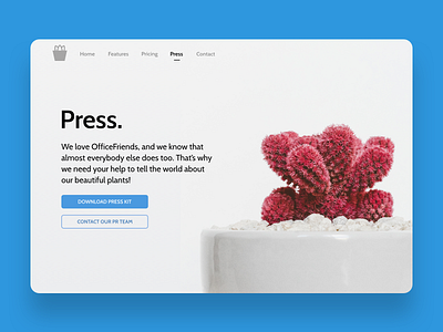 Press Page - Daily UI 51 blue daily ui daily ui 51 grey landing page minimal press press page website website design website press page