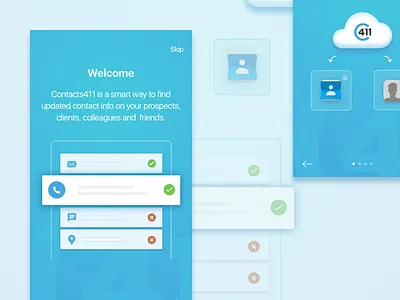 Onboarding Welcome address book app contacts management intro onboarding security