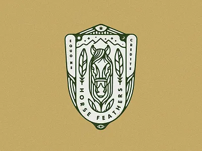 Horse Feathers badge badge design feathers horse horses illustration line art seal thick lines vector