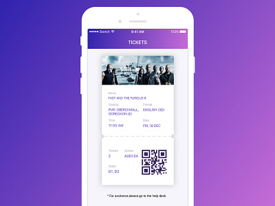 Movie Pass app book booking cinema movie qr code tickets ui