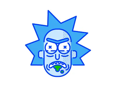 Rick digital illustration halftone illustration rick and morty rick sanchez vector