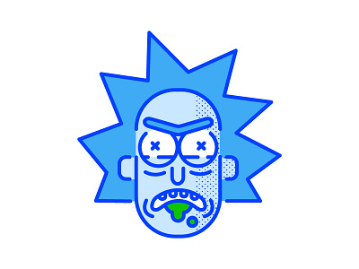 Rick digital illustration halftone illustration rick and morty rick sanchez vector