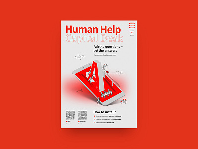 Concept for print product flat flyer isometric outline print red