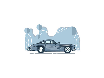 Mercedes benz 300 sl car gray illustration line mercedes minimal