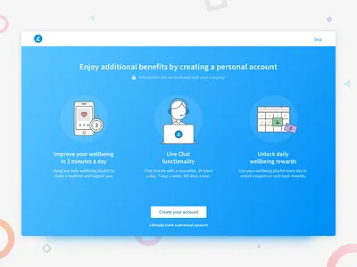 Shared to Personal Account Onboarding 2017 account gradient illustrations lifeworks onboarding trend ui ux web