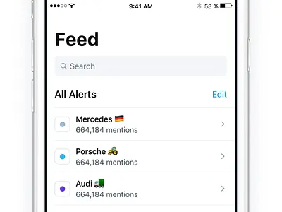 Feed Search 🔍 app feed interface ios ios11 minimal search ui ux