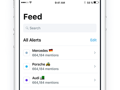 Feed Search 🔍 app feed interface ios ios11 minimal search ui ux