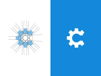 C GEAR abstract branding data flat hireme icon minimal modern symbol tech tehnology ui