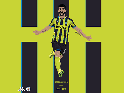 Sergio Aguero / Manchester City FC / 1998-99 argentina augero classic football illustration kit manchester city mcfc retro soccer vector