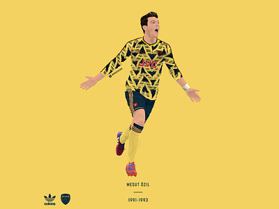 Mesut Ozil / Arsenal FC / 1991-93 adidas adidas originals arsenal classic football germany illustration kit ozil retro soccer vector