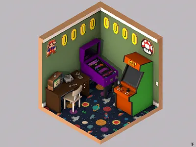 Arcade Room 3D 3d arcade childhood gaming mario nes pinball retro