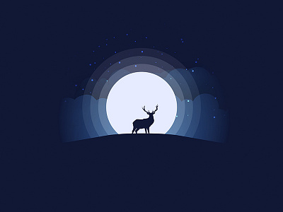 Night dark deer illustration night rebound