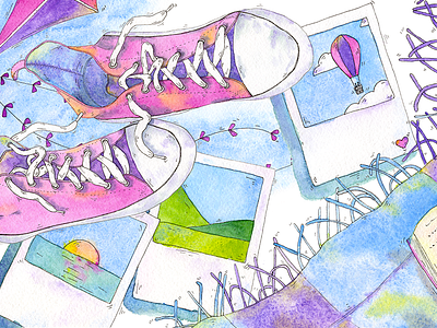 Autumn mood autumn book converse illustrations mood pen photos polaroid texture watercolor