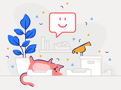 Ask Spoke bird brand cat character illustration office plant