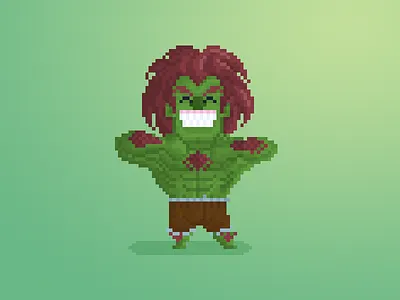 Pixel Little Guys & Gals 73: Blanka 8bit 90s anime blanka character flat game logo pixel retro street fighter