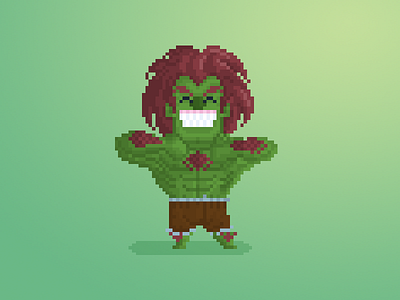 Pixel Little Guys & Gals 73: Blanka 8bit 90s anime blanka character flat game logo pixel retro street fighter