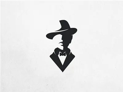 Man With Fedora black brand fedora logo negative
