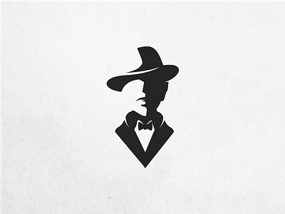 Man With Fedora black brand fedora logo negative