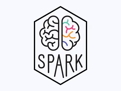 Creative Spark badge brain colorful creative illustration lines minimal patch simple spark sticker typography