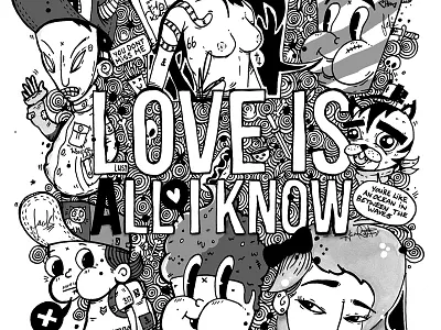 Love Is All I Know batbutt black line sketch work