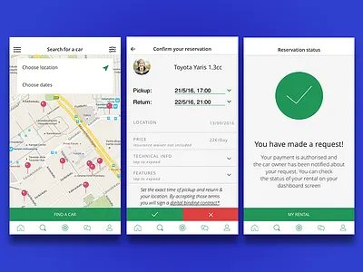 UX design for p2p car renting android ios mobile ui user experience user interface ux
