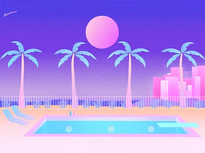miami 1980s 80s art design illustration miami neon retro retrowave synthwave vector