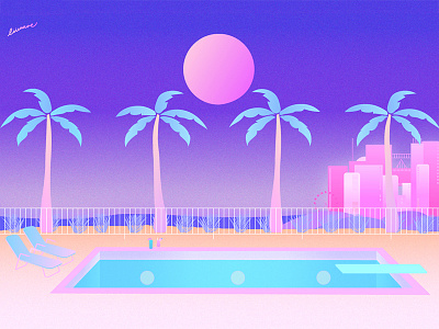 miami 1980s 80s art design illustration miami neon retro retrowave synthwave vector