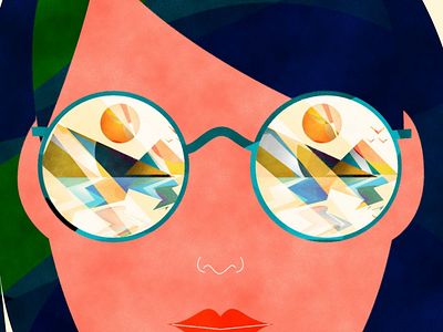 Hier animation girl glasses illustration