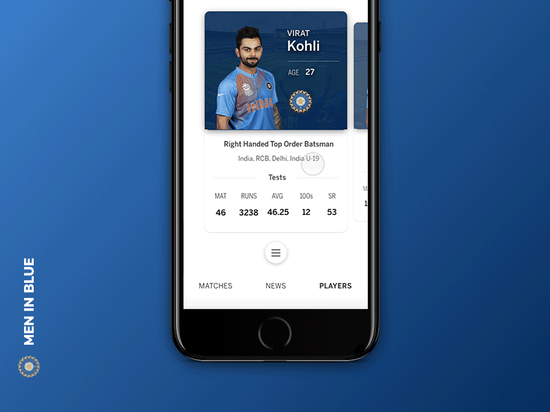 Cricket Cards app concept cards cricket motion design principle sketch ui ux