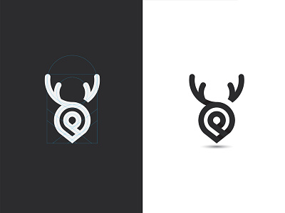 Deer Pin Logo animal deer design grid illustration line logo vector