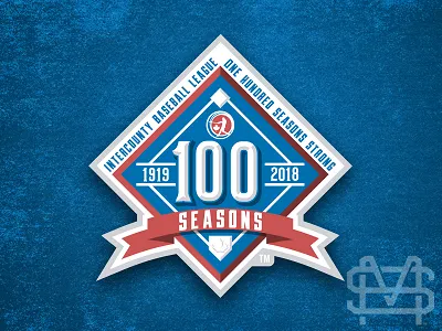 Intercounty Baseball League 100th baseball blue branding grey identity illustration ontario canada red sports branding sports design sports identity sports logo