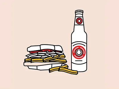 Primanti Bros. + Iron City Beer beer fries illustration pittsburgh sandwich vector