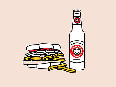 Primanti Bros. + Iron City Beer beer fries illustration pittsburgh sandwich vector