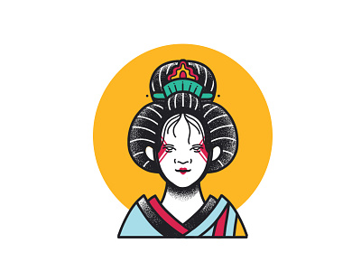 Noh Girl girl gueisha illustration japan noh mask tattoo