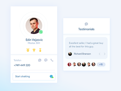 UI Components - Profile (Urtina) blue chat components icons parts profile simple ui white