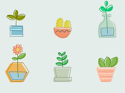 Plants design digital icons organic plant