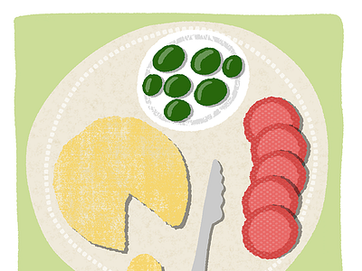 Cheese Tray with Salami & Olives cheese drawing food illustration olives plate procreate restaurant salami sketch tray