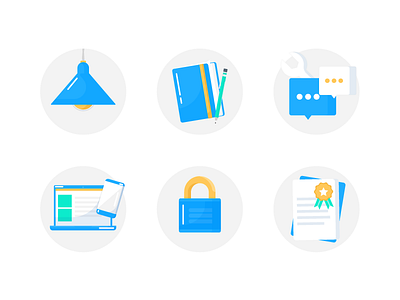 Online Course Icons contact icons illustration light lock notebook school support