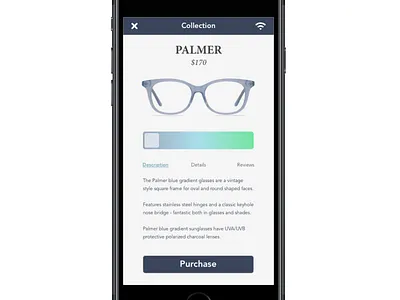 Mobile Product Page app glasses ios optical slider ui ux