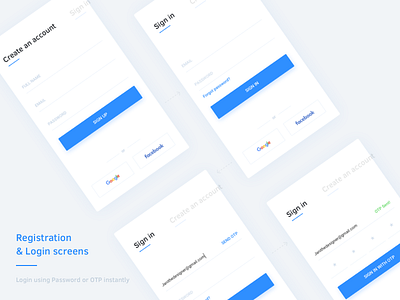 Registration and Login Screen create an account easy login login new user registration otp register sign in sign up