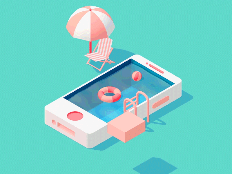 iPhone Pool 3d cinema 4d flat gif isometric loop