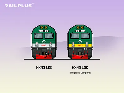 CR HXN3 green illustration locomotive purple rail railway train